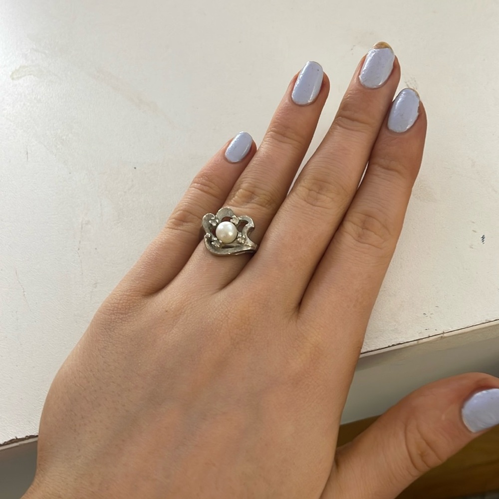 Vintage pearl silver ring